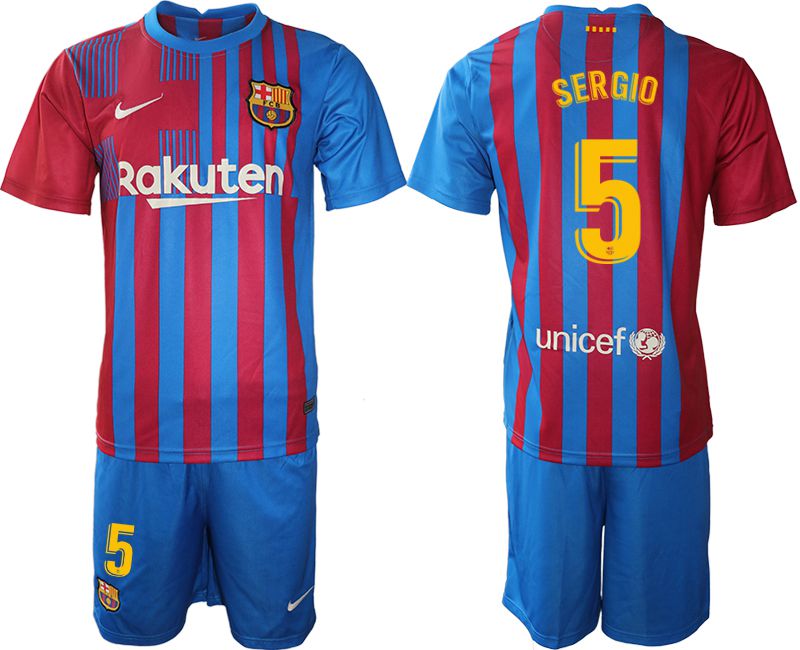 Men 2021-2022 Club Barcelona home blue #5 Nike Soccer Jersey